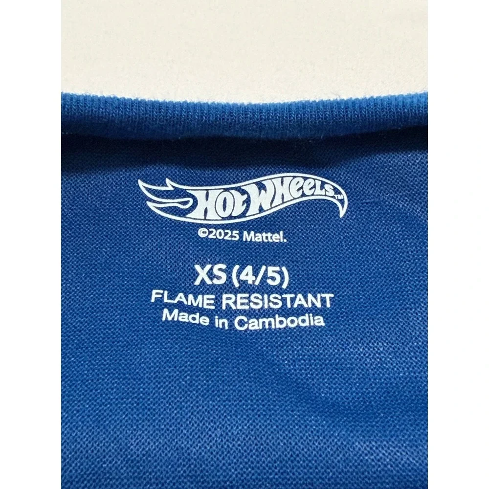 Hot Wheels Boys Pajama Set 3pc Fleece Top Plaid Pants Socks Blue Red XS 4/5 NEW